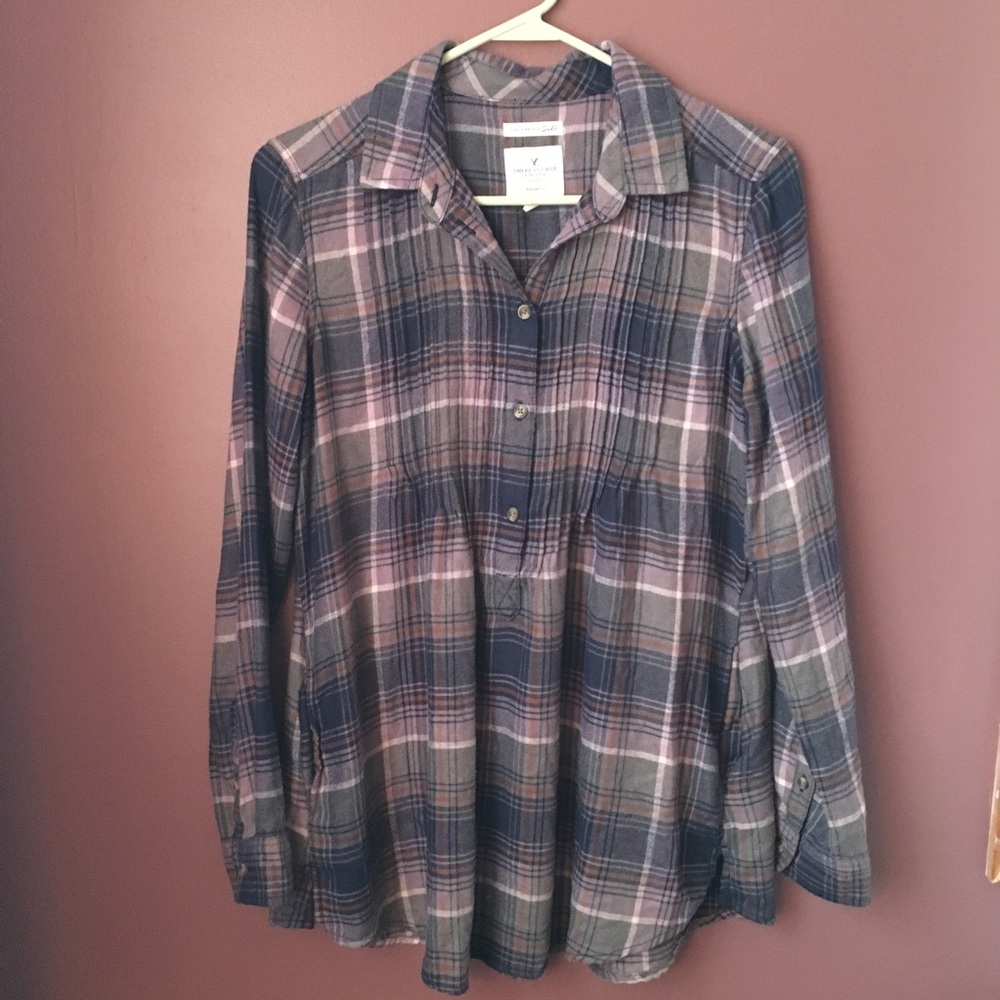 American Eagle Half Button Ultra Soft Flannel - image 1